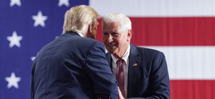 President Donald Trump rallied with Republican gubernatorial candidate Bruce Blakeman in Syracuse on Oct. 9. 
