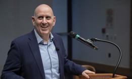New York City Council Member Harvey Epstein speaks at a housing summit on Oct. 20, 2026.