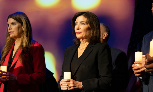 Gov. Kathy Hochul delivered remarks at the UJA’s Oct. 7 commemoration this year. 